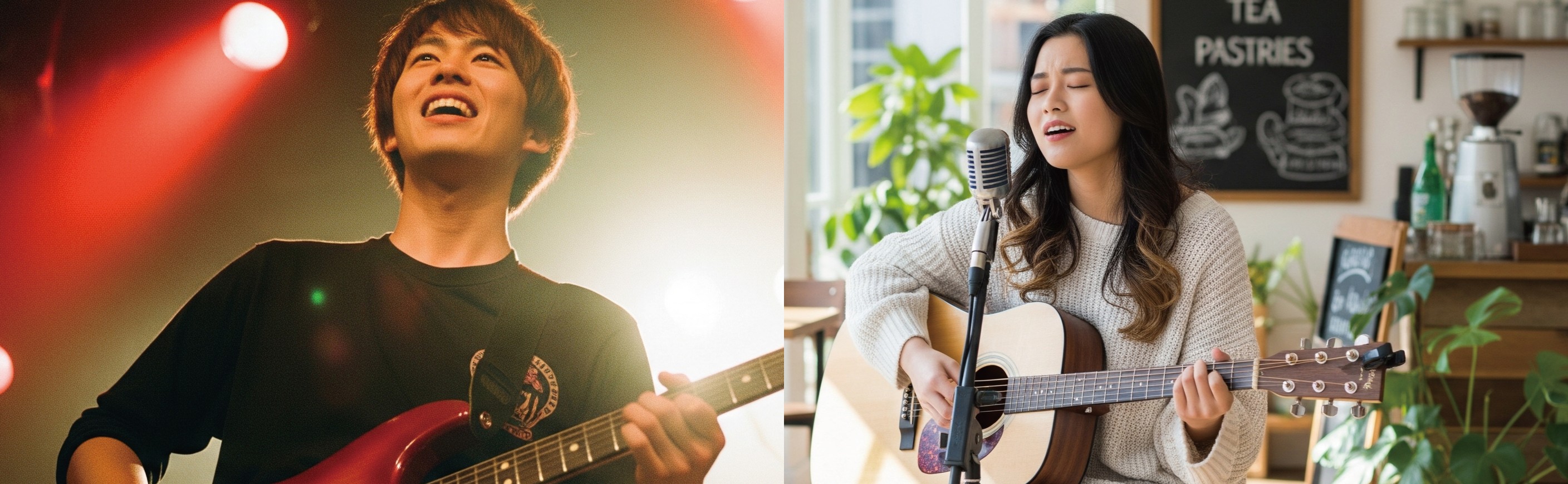 様々な年代の人がギターを楽しむ様子