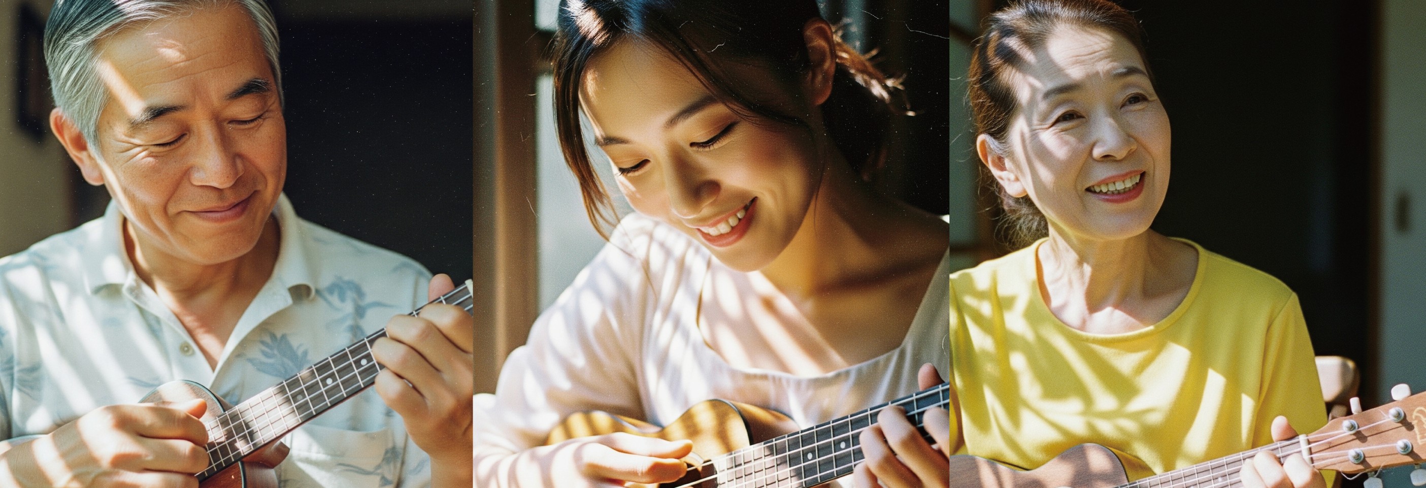 ウクレレを弾く生徒さんたち